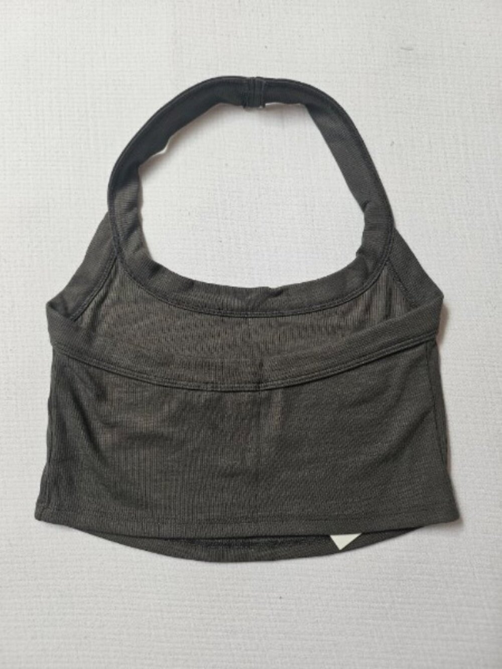 Joah Brown Olive Green Ribbed Halter Crop Top - Picture 2 of 4